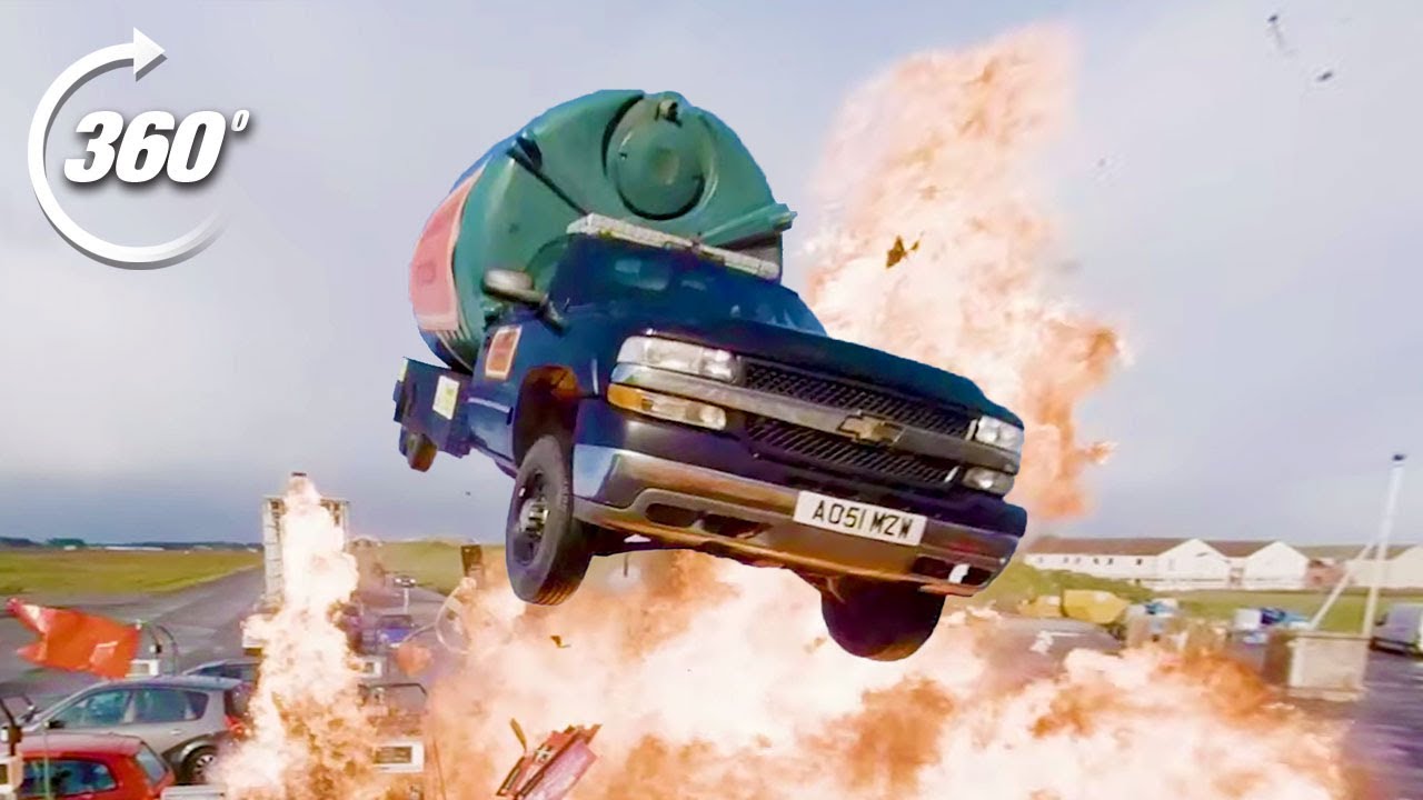 360º EXPLOSIVE Petrol Station Stunt! | Top Gear: Jumps